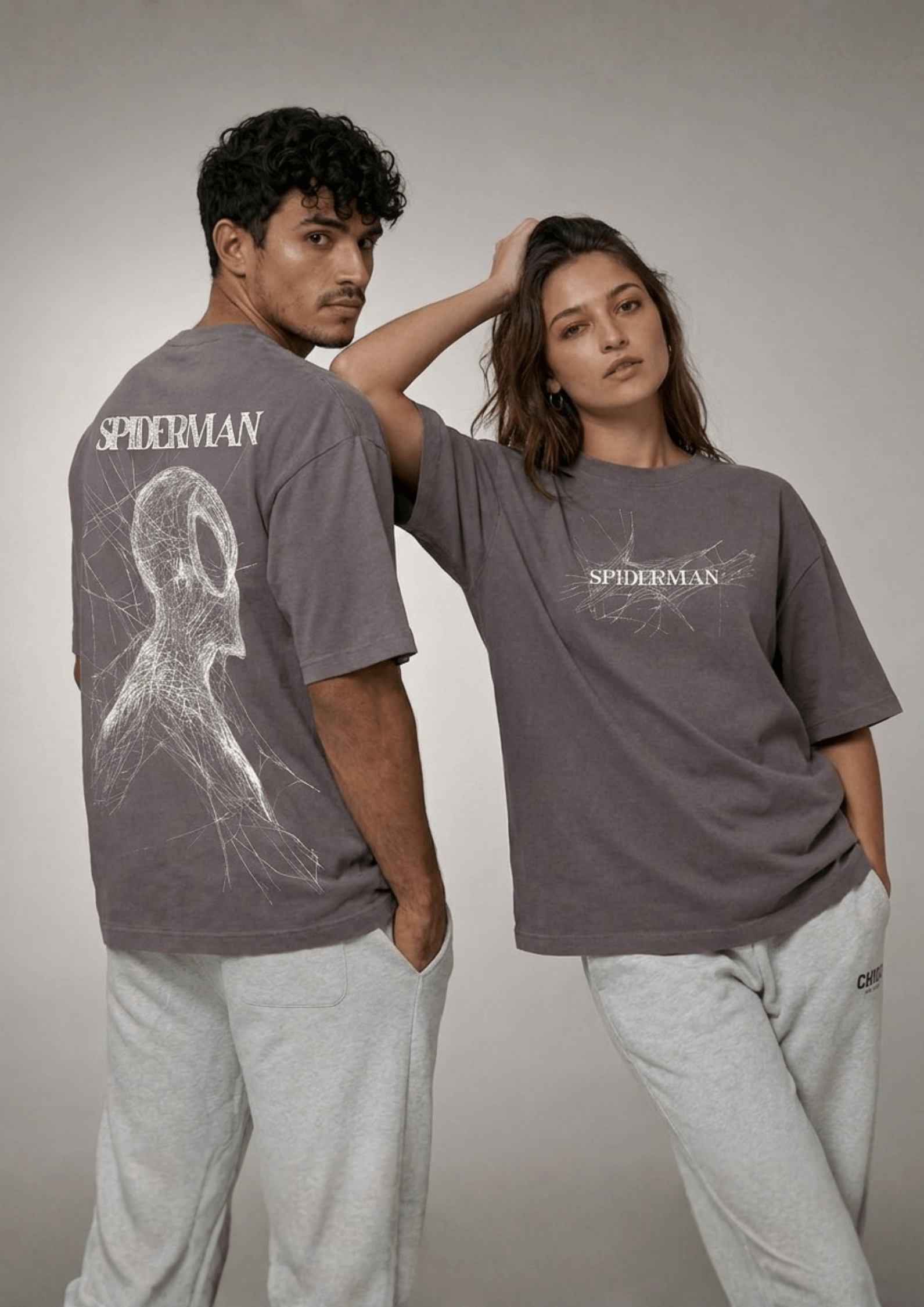 Unisex Oversized Graphic T-Shirt – Spiderman Sketch Edition