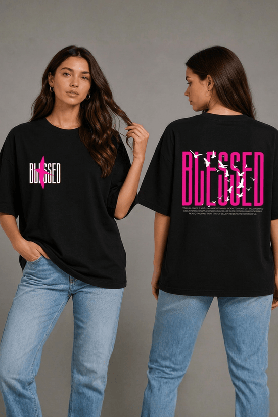 Women’s Printed Oversized  T-Shirt – BLESSED