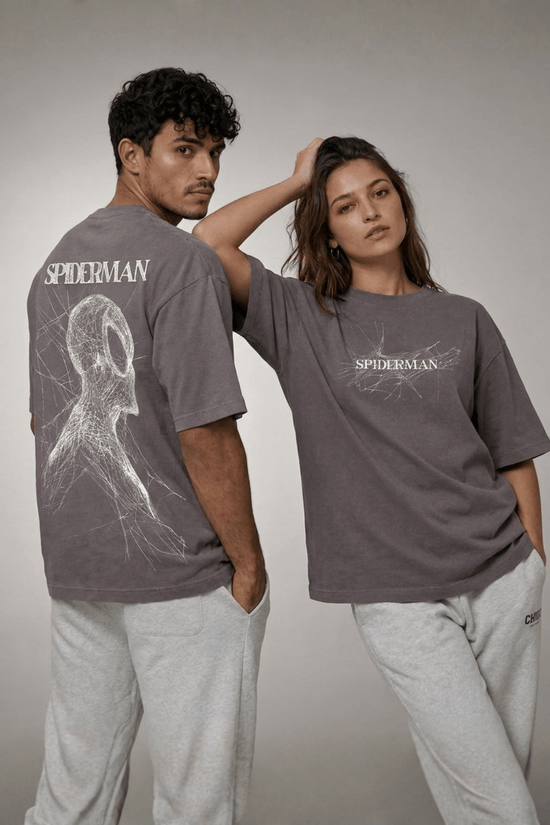 Unisex Oversized Graphic T-Shirt – Spiderman Sketch Edition