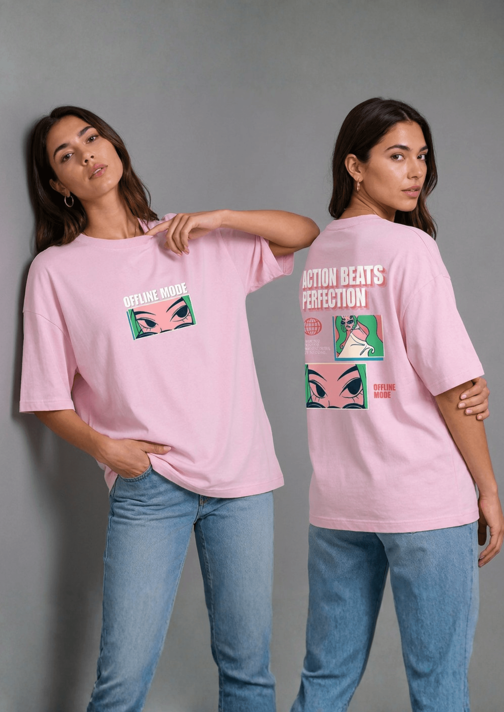 Women’s Oversized Graphic T-Shirt – Offline Mode
