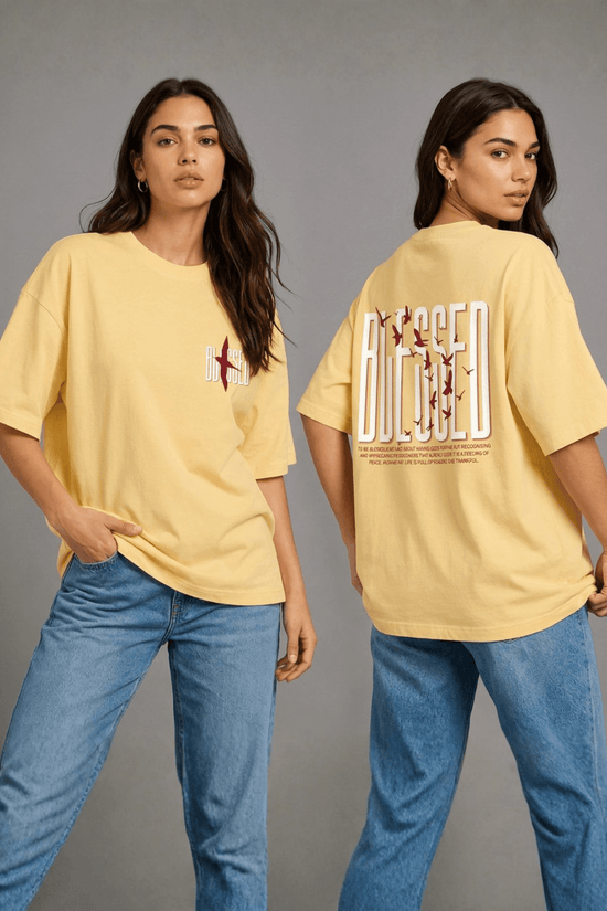 Women’s Printed Oversized  T-Shirt – BLESSED
