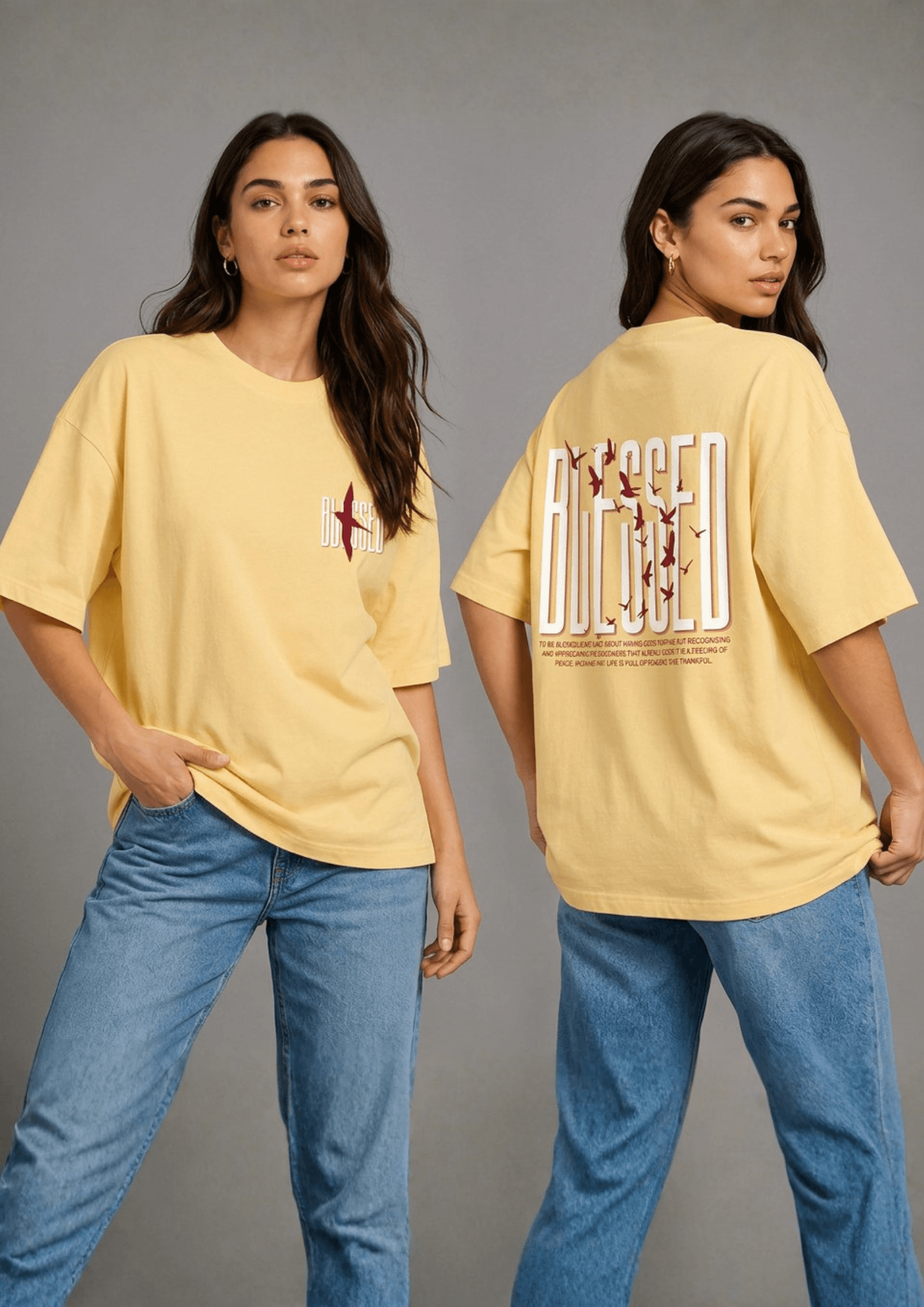 Women’s Printed Oversized  T-Shirt – BLESSED