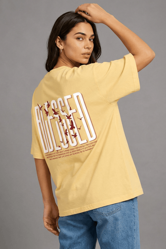 Women’s Printed Oversized  T-Shirt – BLESSED