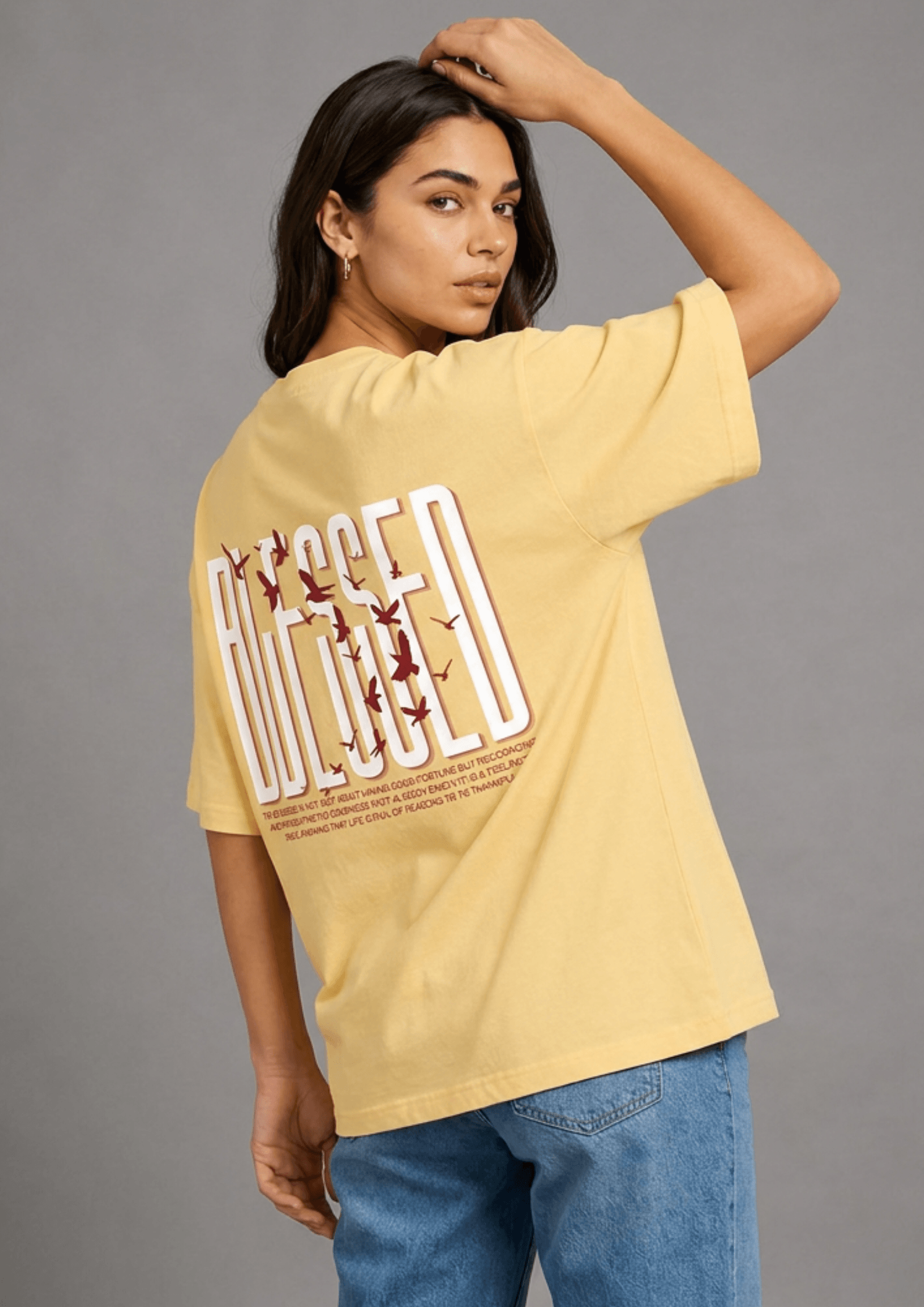 Women’s Printed Oversized  T-Shirt – BLESSED