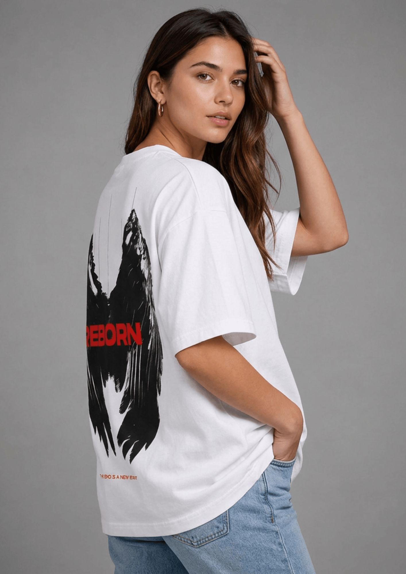 Women’s Oversized Graphic T-Shirt – Reborn Wings