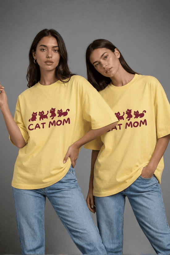 Women’s Printed Oversized  T-Shirt – CAT MOM
