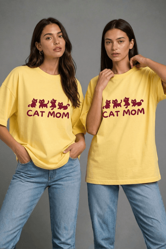 Women’s Printed Oversized  T-Shirt – CAT MOM