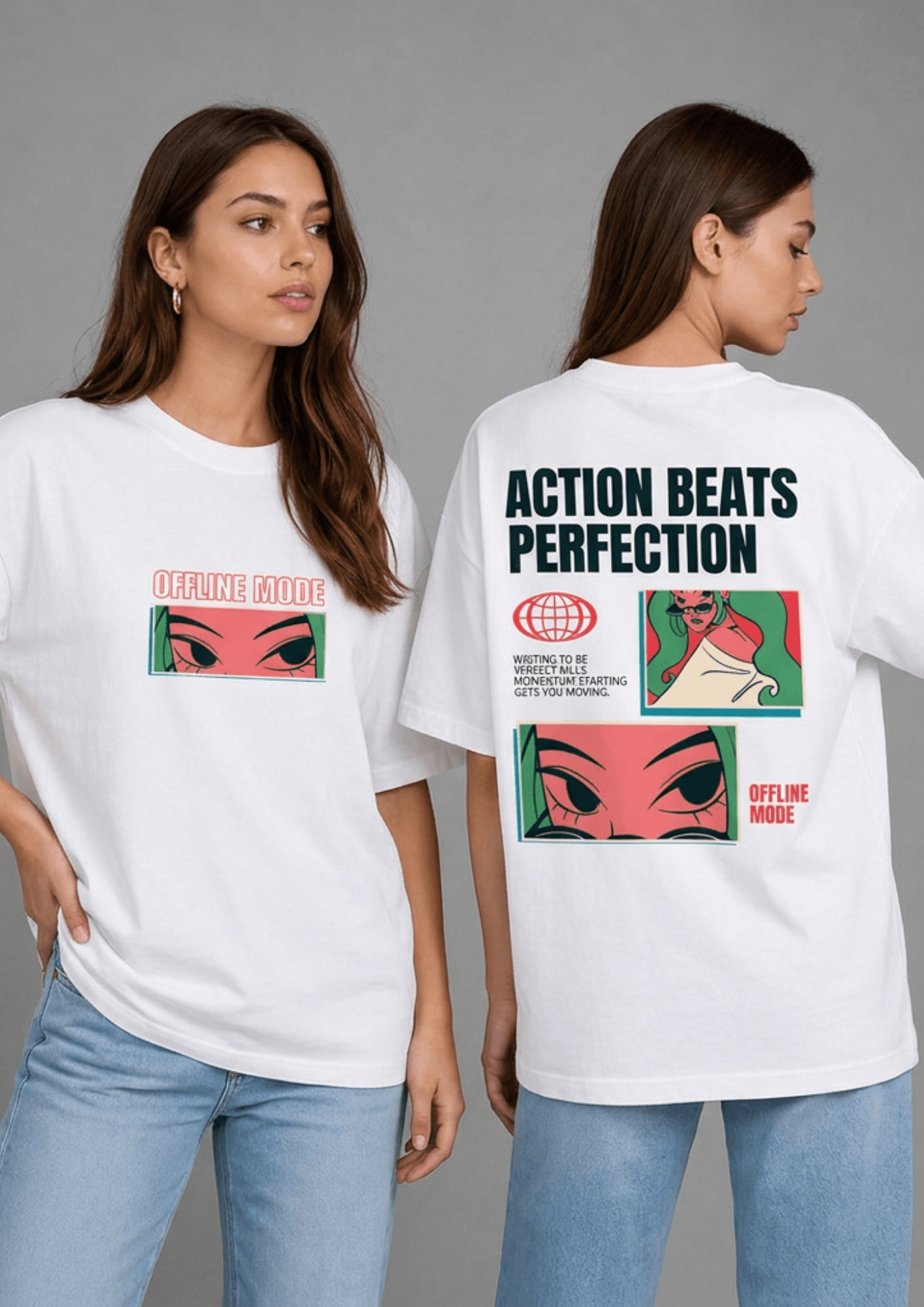 Women’s Oversized Graphic T-Shirt – Offline Mode