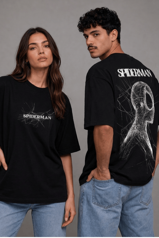 Unisex Oversized Graphic T-Shirt – Spiderman Sketch Edition