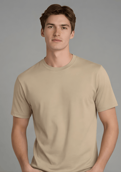 Men’s Essential Cotton Regural Fit T-Shirt – Beige