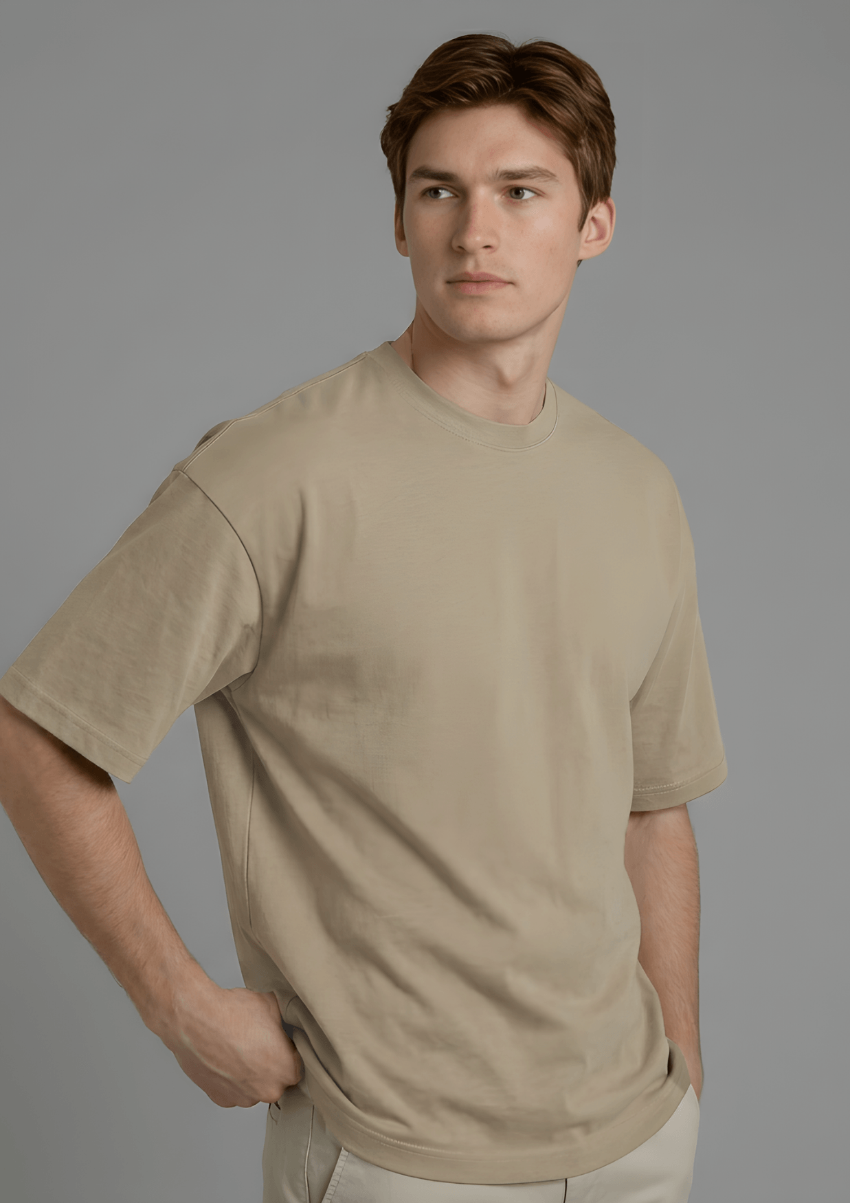 Men’s Oversized Essential T-Shirt – Beige