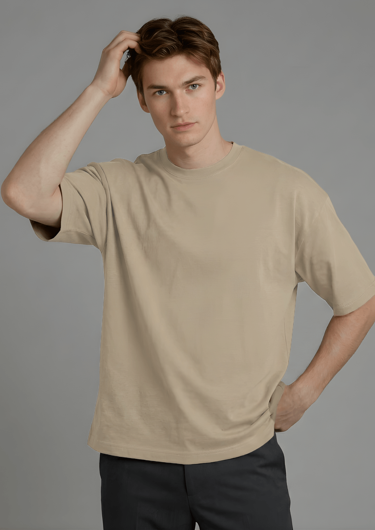 Men’s Oversized Essential T-Shirt – Beige