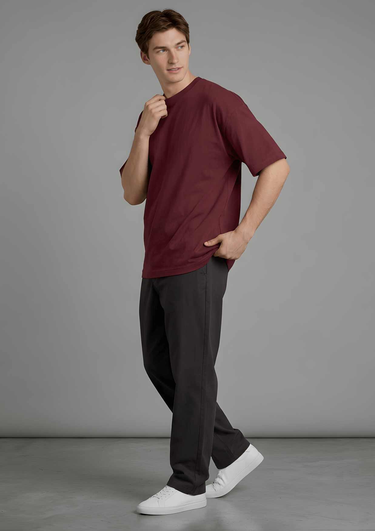Men’s Oversized Essential T-Shirt – Burgundy