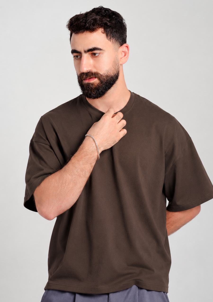 Men’s Oversized Tee – Dark Brown
