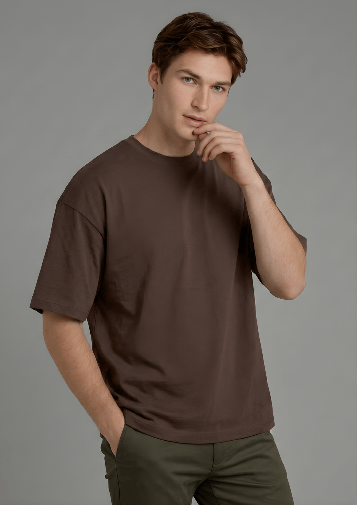 Men’s Oversized Essential T-Shirt – Dark Brown