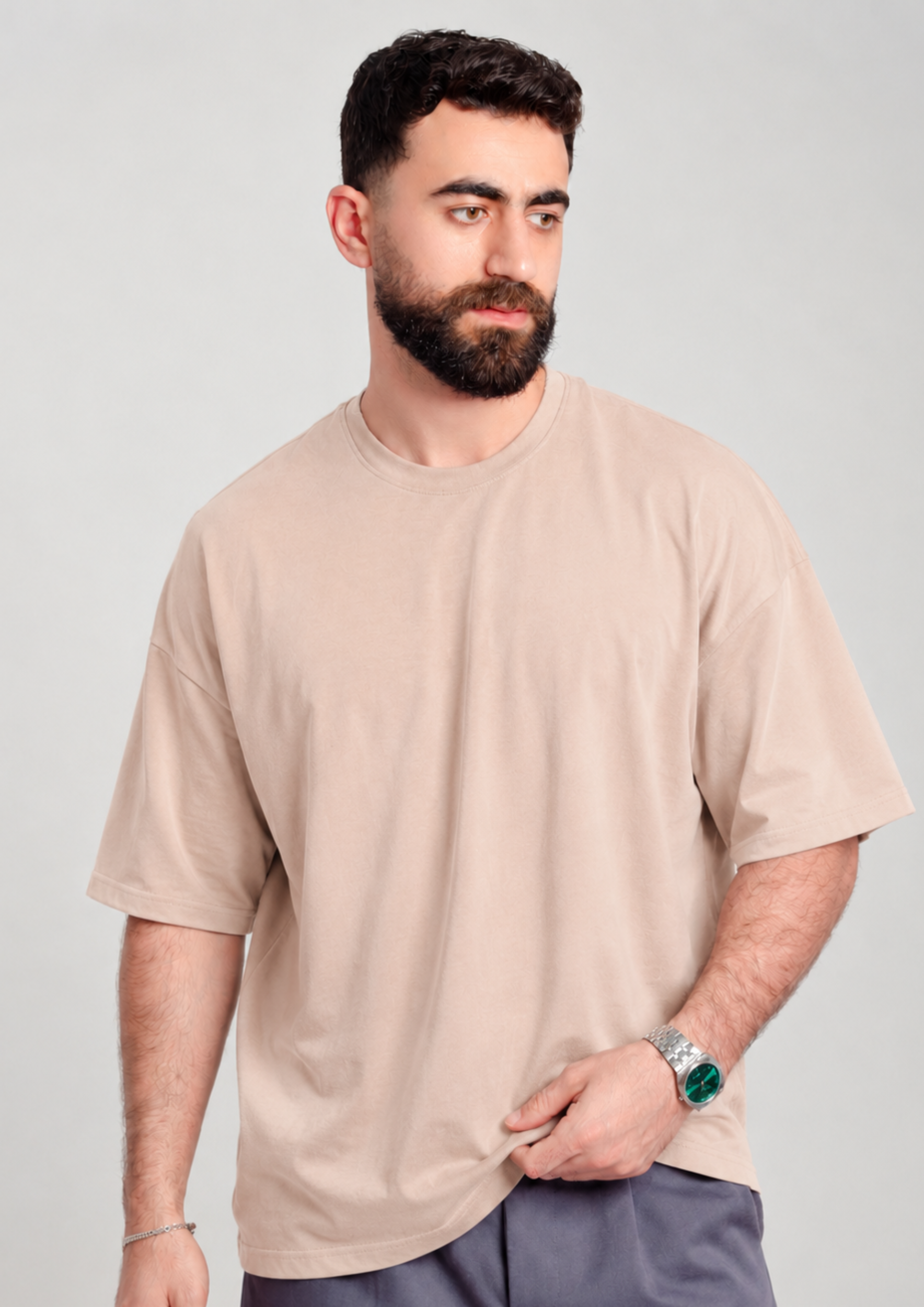 Men’s Oversized Tee – Beige