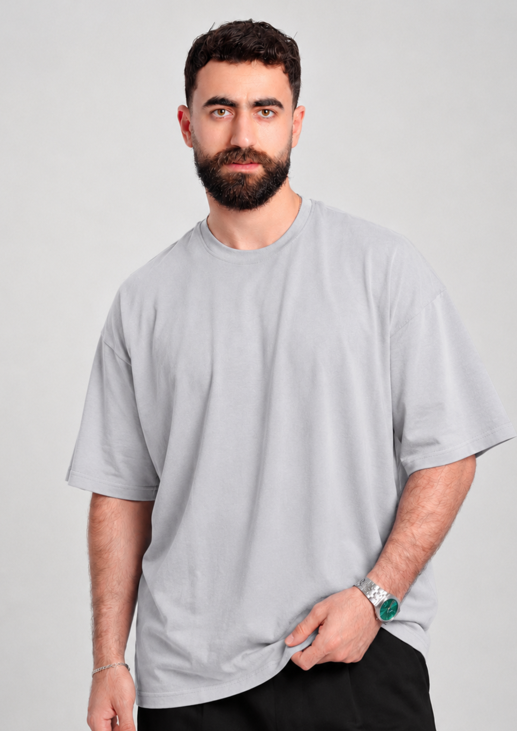 Men’s Oversized Tee – Light Gray