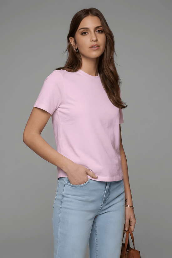 Women’s Essential Cotton Regural Fit T-Shirt – Soft Pink
