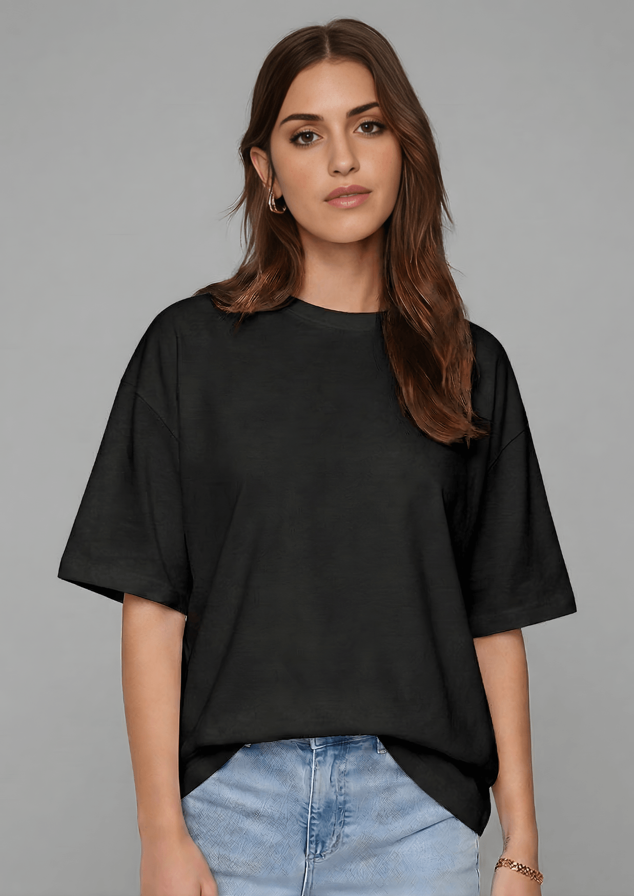 Women’s Oversized Cotton  Essential T-Shirt – Black