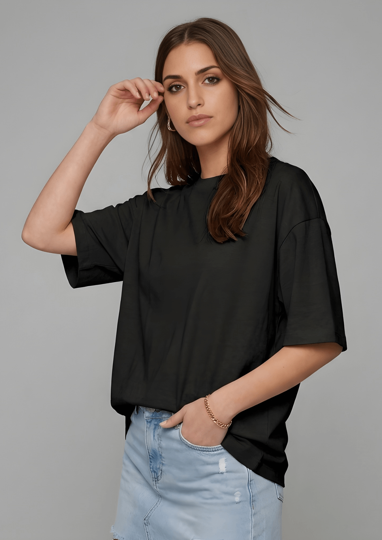 Women’s Oversized Cotton  Essential T-Shirt – Black