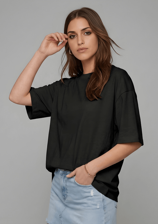 Women’s Oversized Cotton  Essential T-Shirt – Black