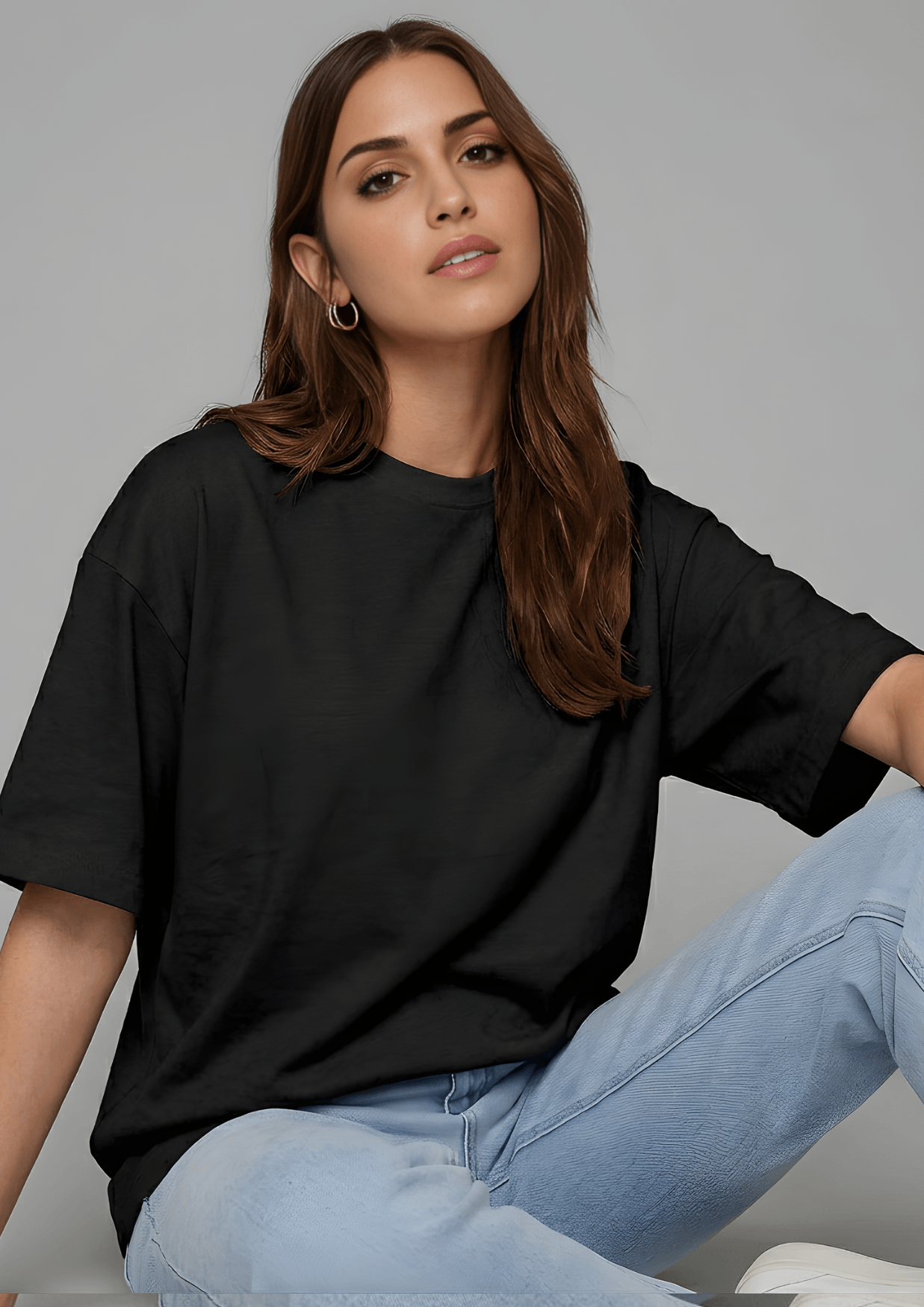 Women’s Oversized Cotton  Essential T-Shirt – Black