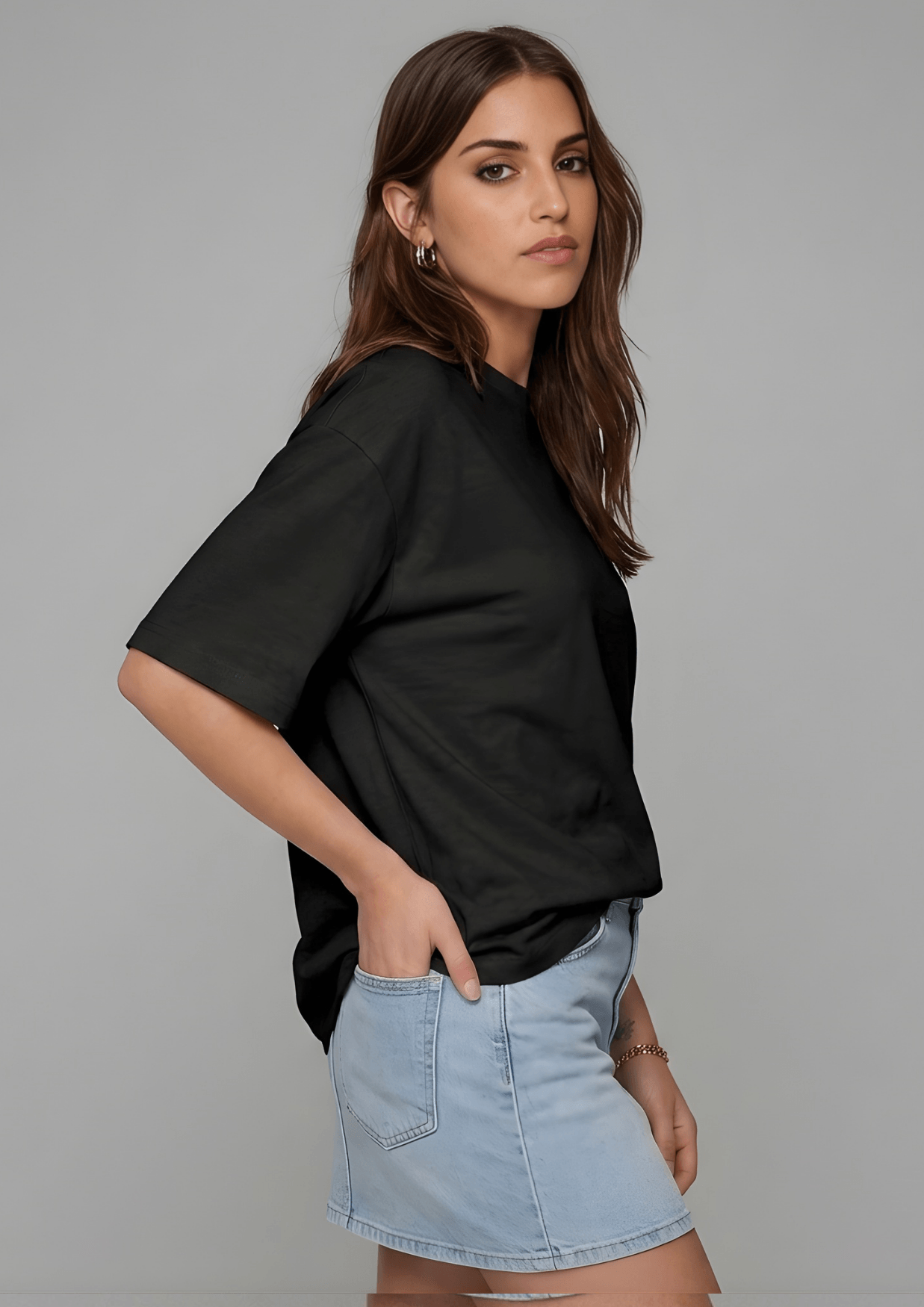 Women’s Oversized Cotton  Essential T-Shirt – Black
