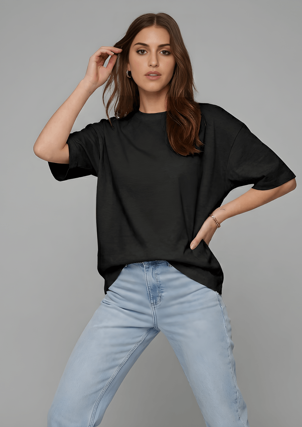Women’s Oversized Cotton  Essential T-Shirt – Black