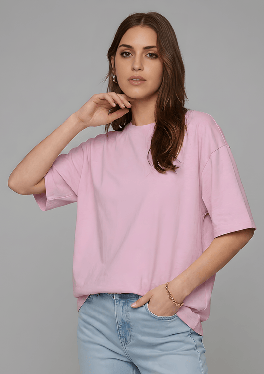 Women’s Oversized Cotton Essential T-Shirt – Soft Pink