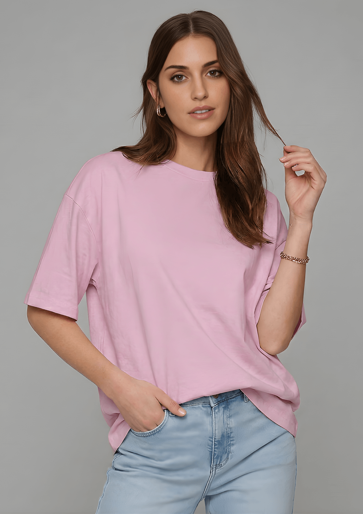 Women’s Oversized Cotton Essential T-Shirt – Soft Pink