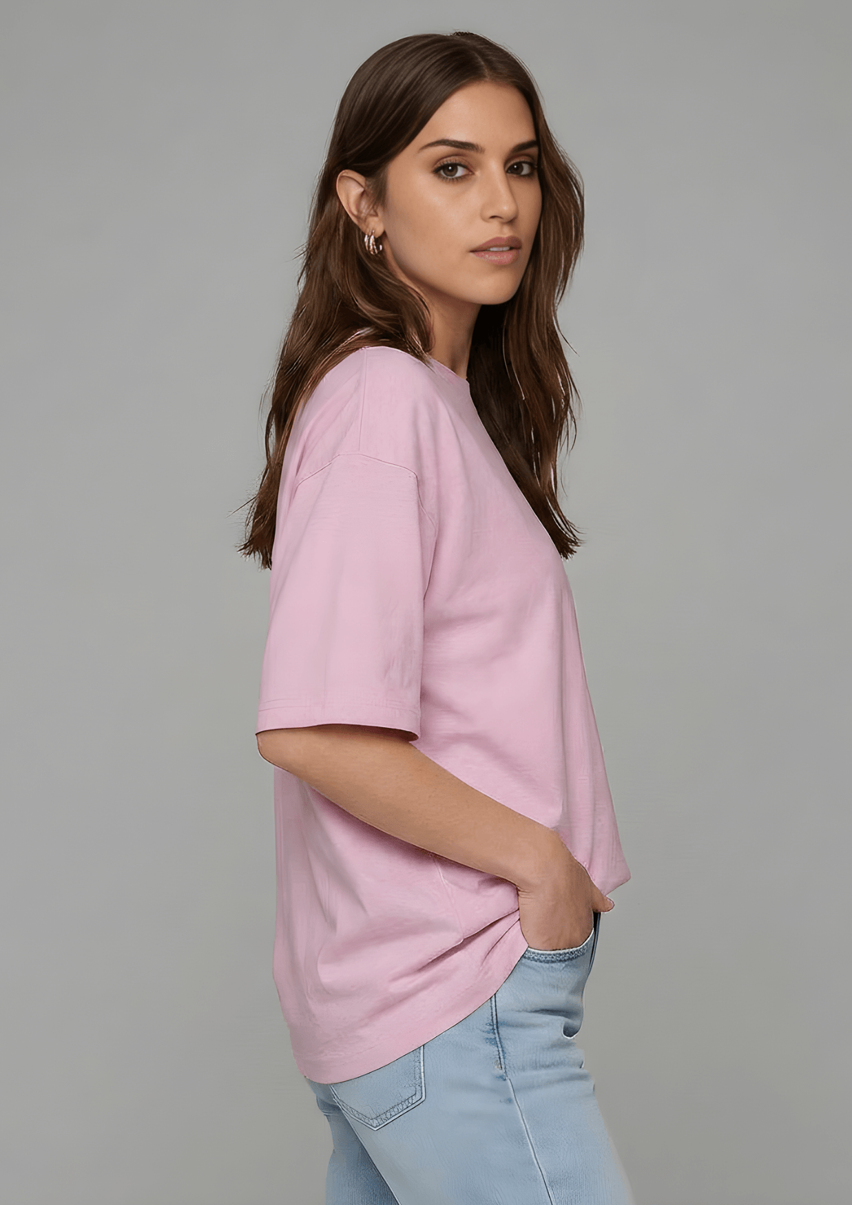 Women’s Oversized Cotton Essential T-Shirt – Soft Pink