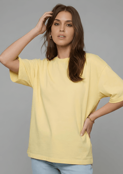 Women’s Oversized Cotton Essential T-Shirt – Soft Yellow