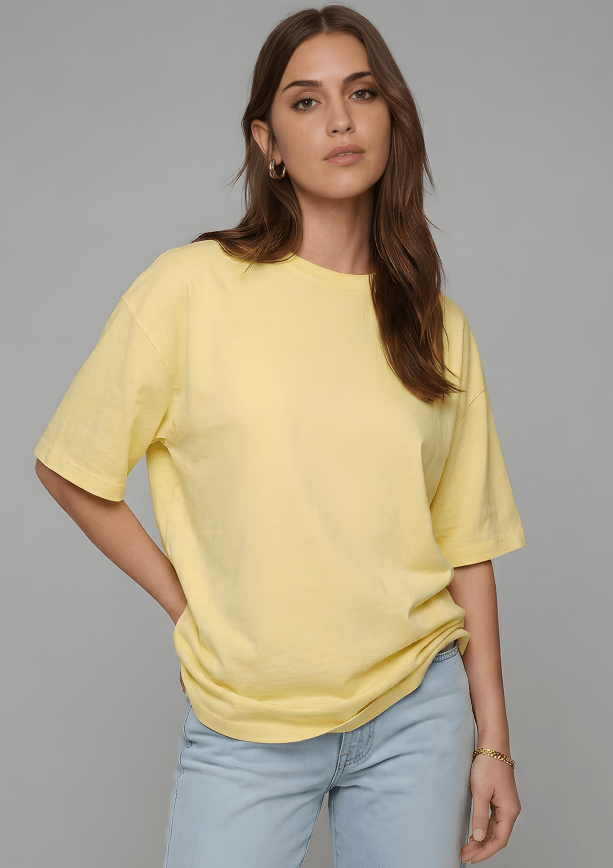 Women’s Oversized Cotton Essential T-Shirt – Soft Yellow