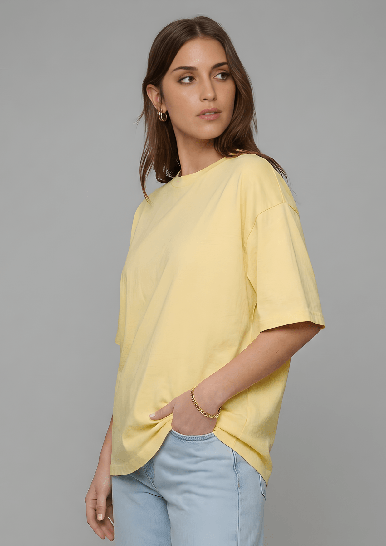 Women’s Oversized Cotton Essential T-Shirt – Soft Yellow