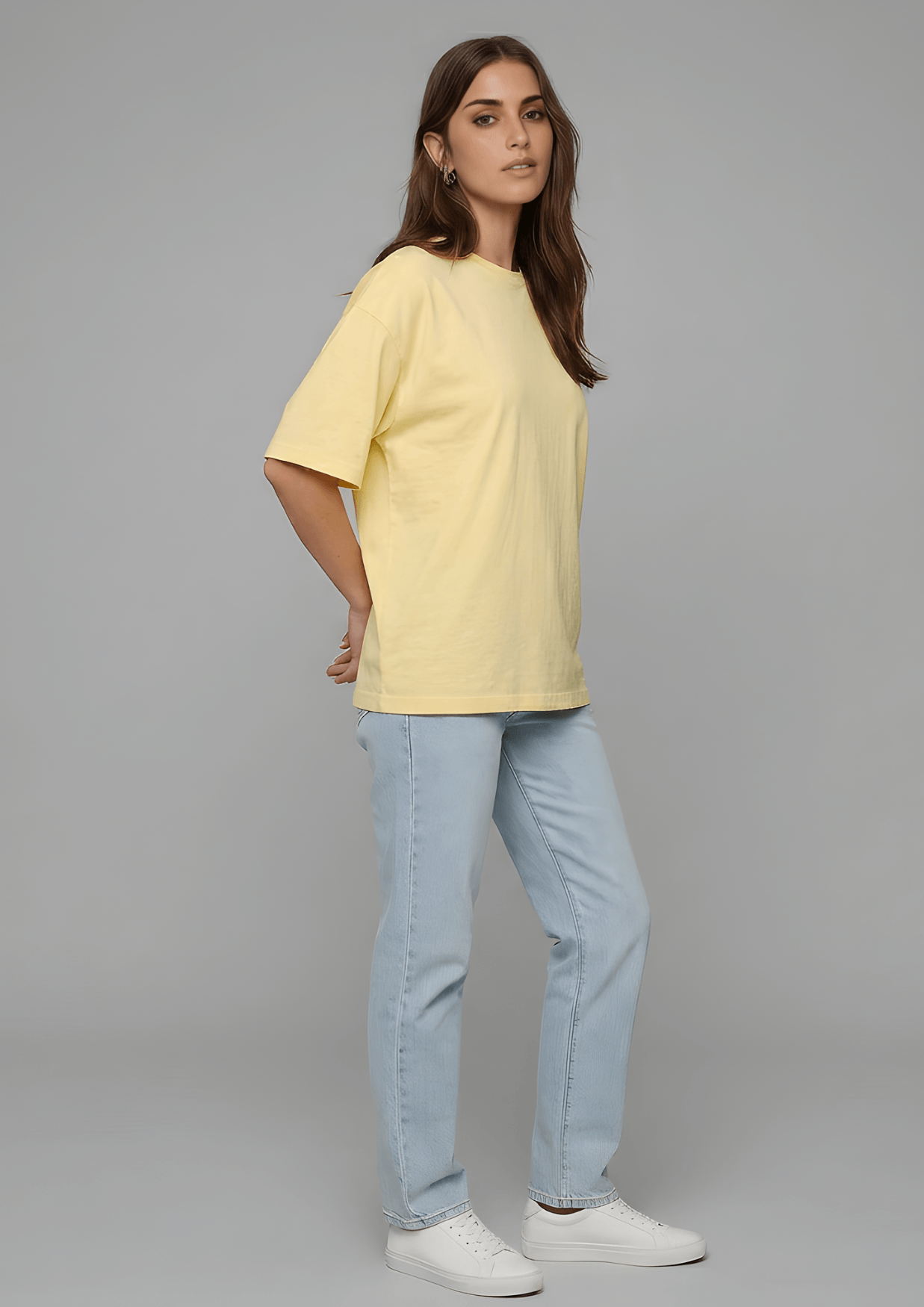 Women’s Oversized Cotton Essential T-Shirt – Soft Yellow