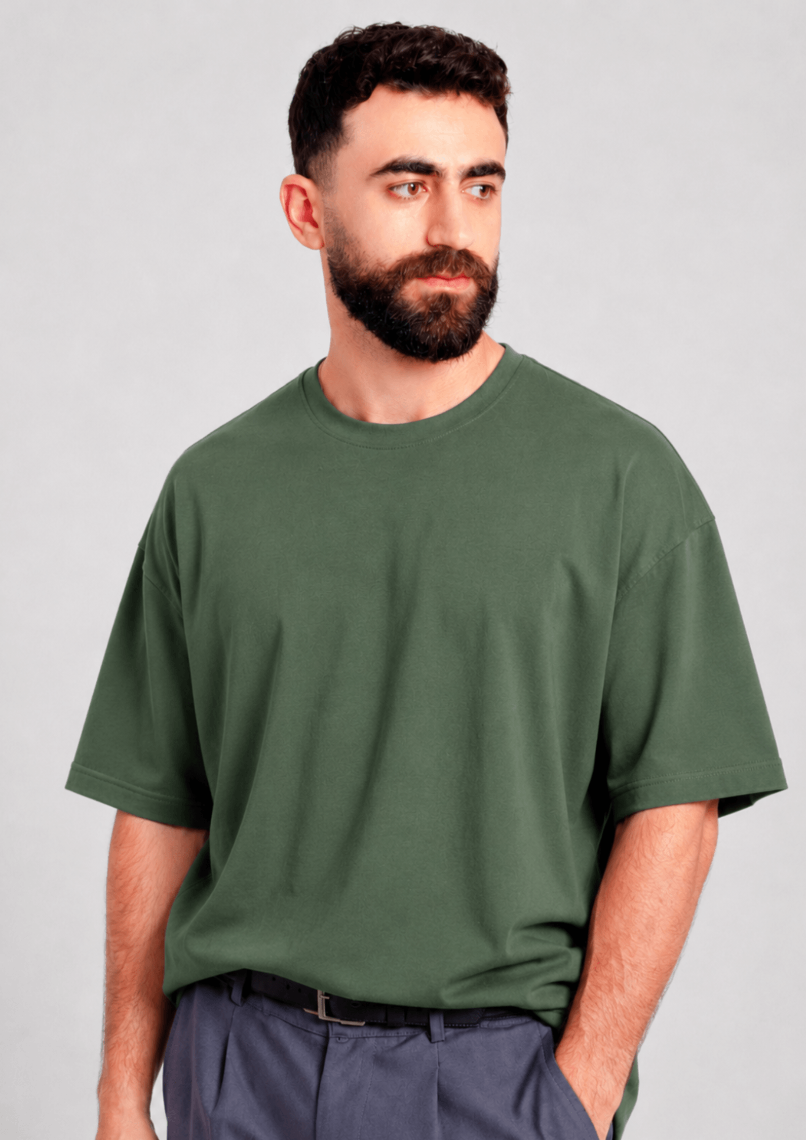 Men’s Oversized Tee – Olive Green