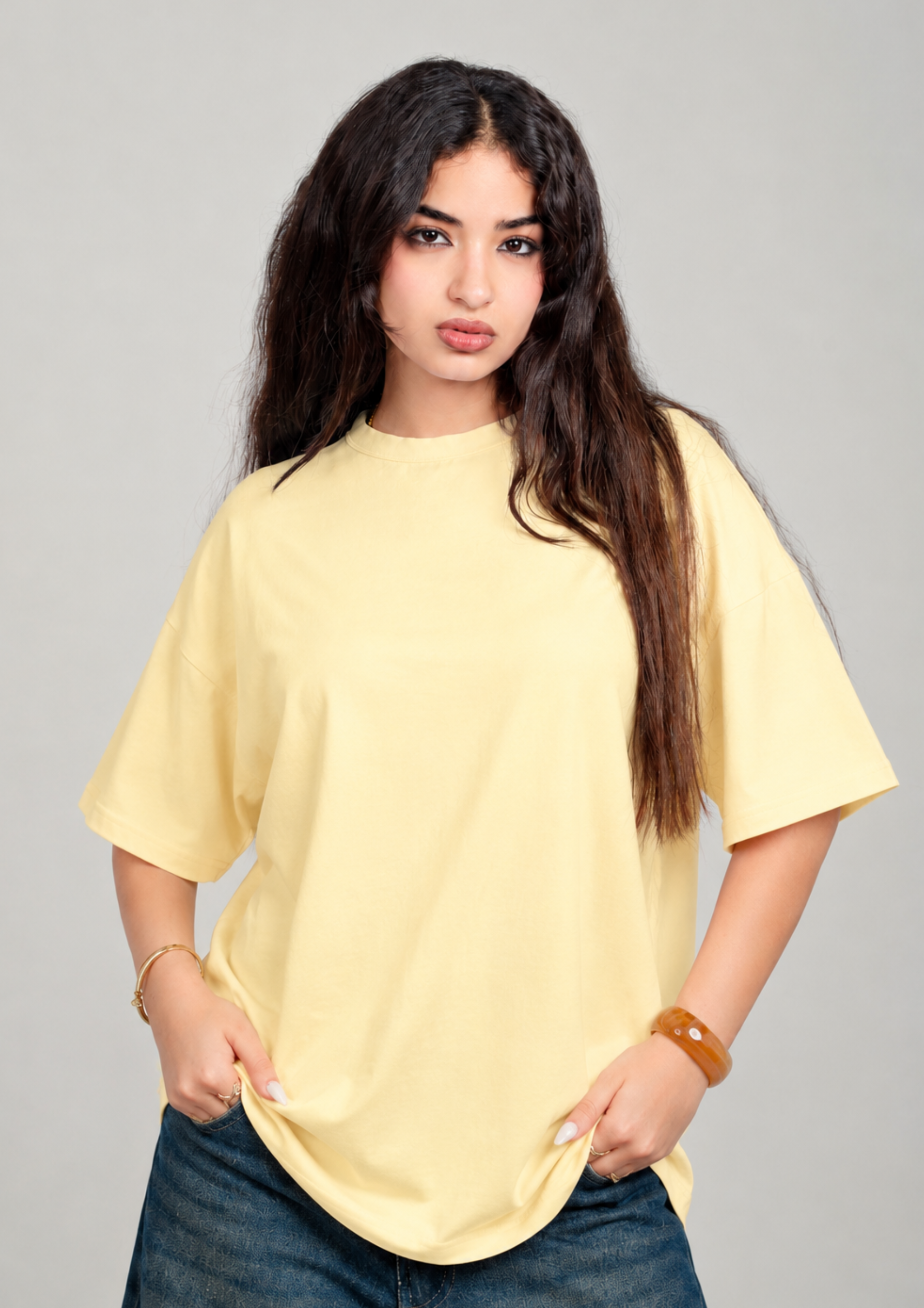 Women’s Oversized Tee – Soft Yellow